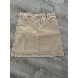 Gap Tan Corduroy A-Line Mini Skirt Khaki Stretch Cotton Size 10 Floral Trim